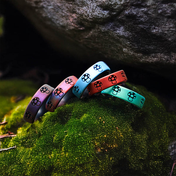 Mushroom Silicone Ring - Engraved Dual Layer