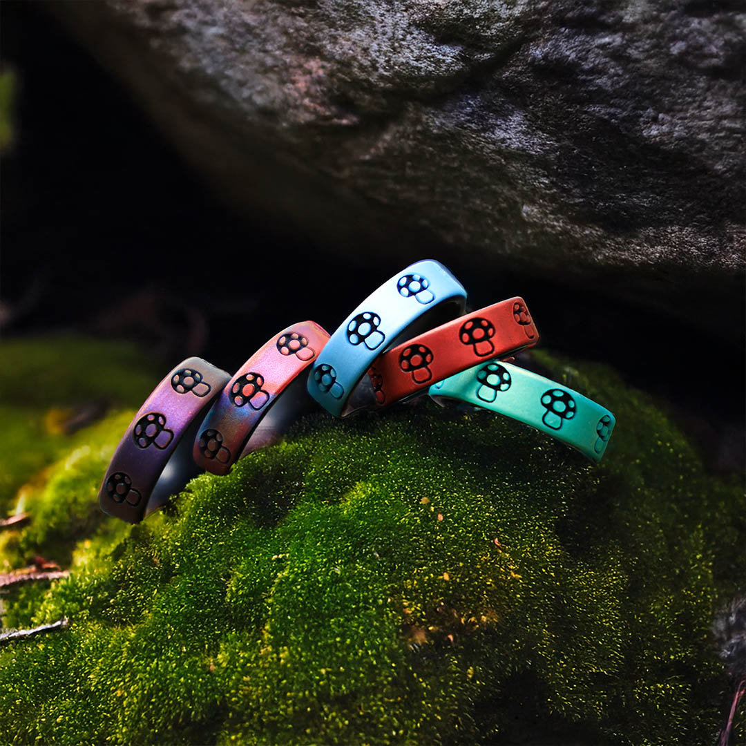 Mushroom Silicone Ring - Engraved Dual Layer
