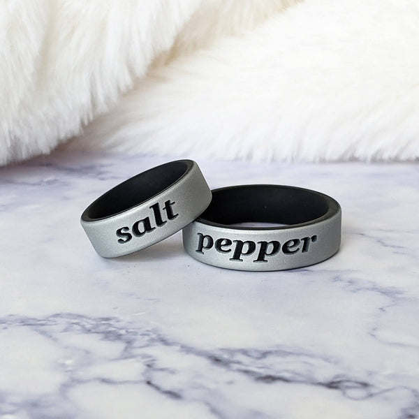 Custom Engraved Dual Layer Silicone Ring - Salt & Pepper