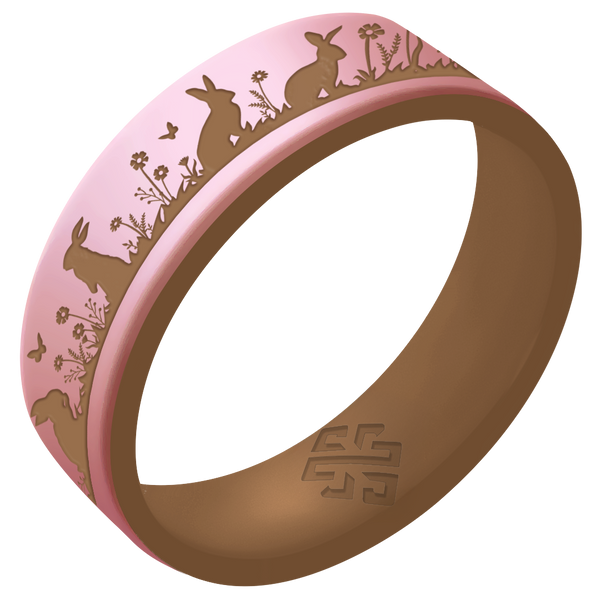 Bunnies Silicone Ring on Gold Dual Layer 6mm