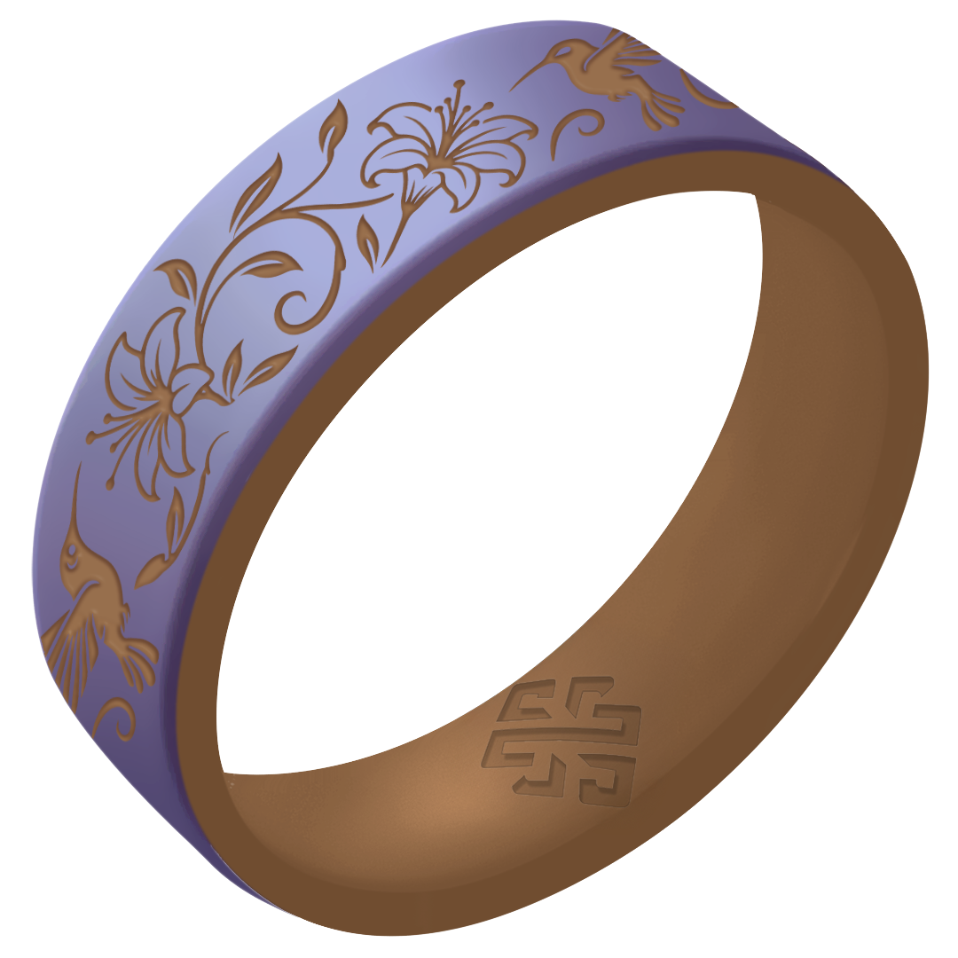Hummingbirds Silicone Ring on Gold Dual Layer 6mm