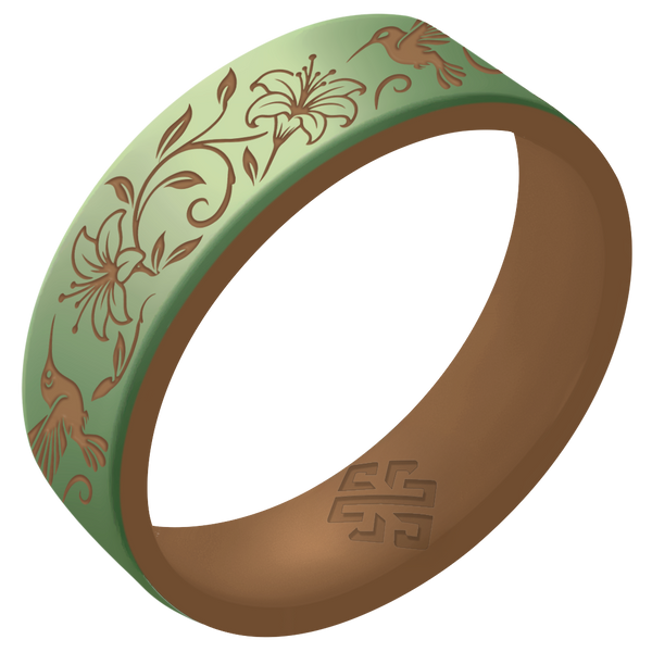 Hummingbirds Silicone Ring on Gold Dual Layer 6mm