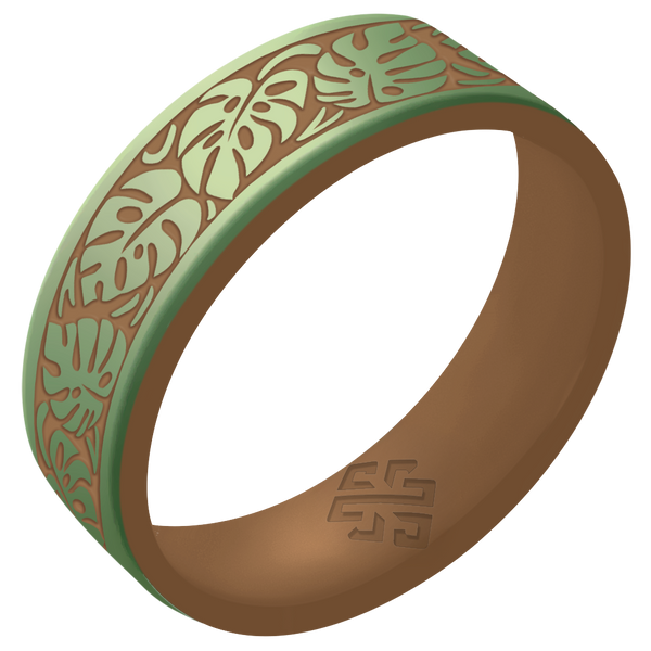 Monstera Silicone Ring on Gold Dual Layer 6mm