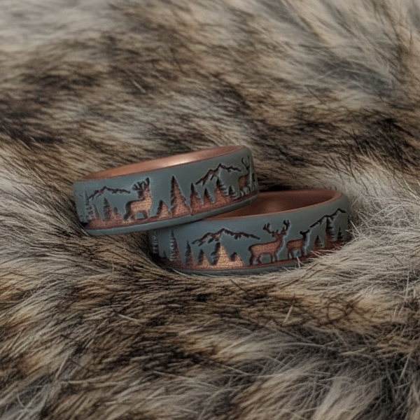 Deer Silicone Ring on Sage Gold Dual Layer 6mm