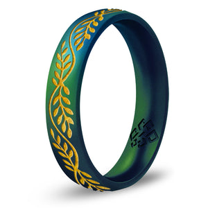 Laurel Silicone Ring, Engraved with Gold Inlay - Arc 4mm