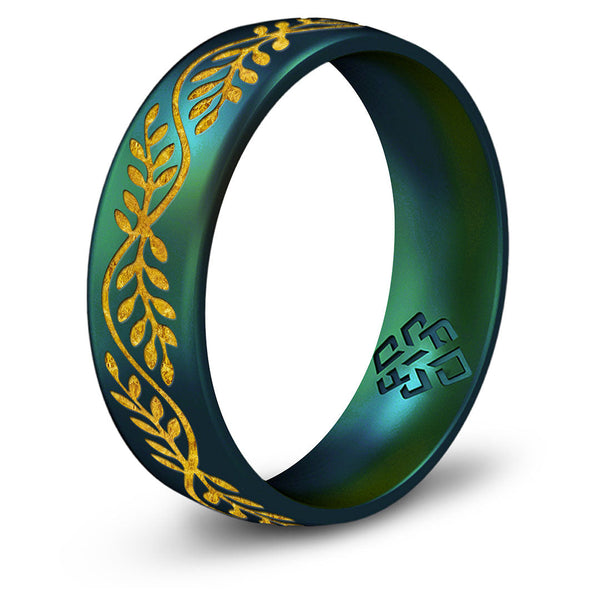 Laurel Silicone Ring, Engraved with Gold Inlay - Arc 6mm