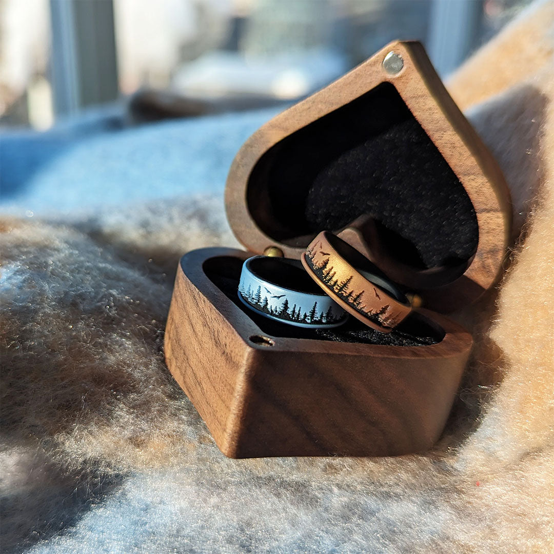 Enchanted Forest Silicone Ring - Engraved Dual Layer