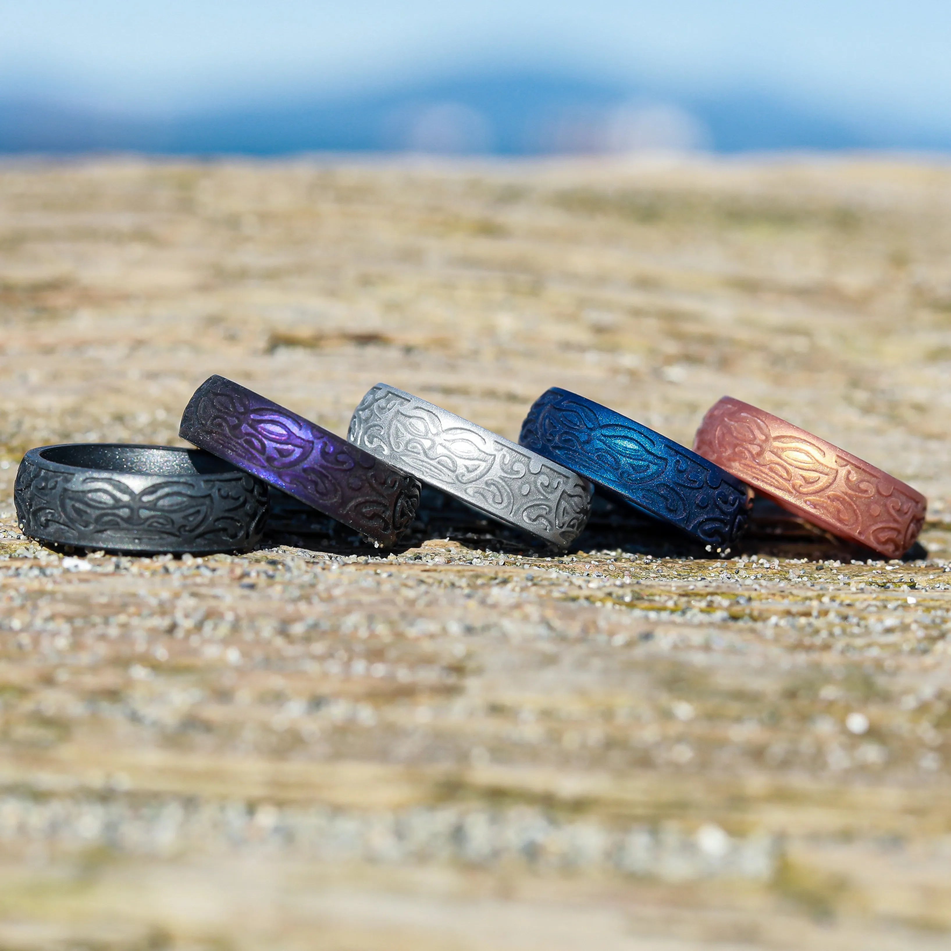 Warrior of Wisdom Tiki God Silicone Ring on Arc 6mm