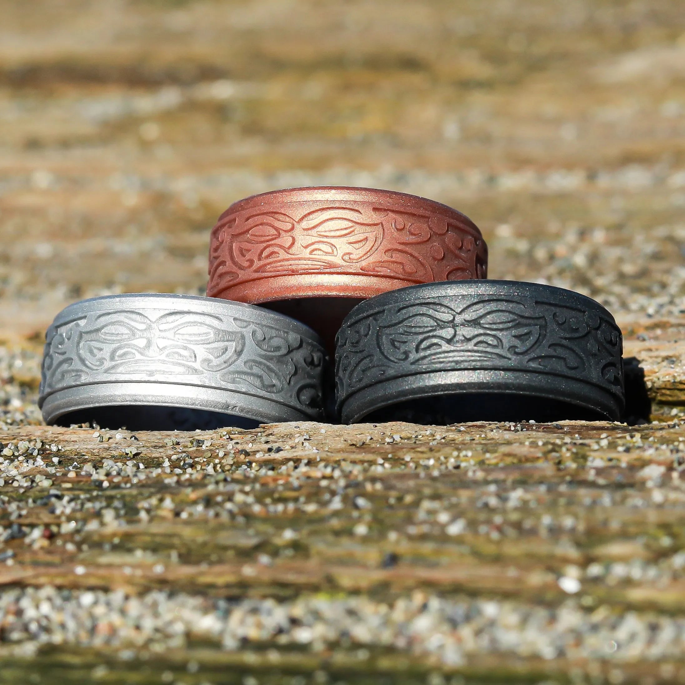 Warrior of Wisdom Tiki God Silicone Ring on Rise 8mm