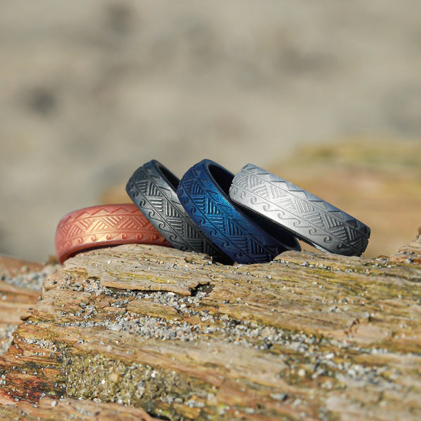 Warrior of Strength -  Shark Teeth Silicone Ring - Engraved Arc 6mm