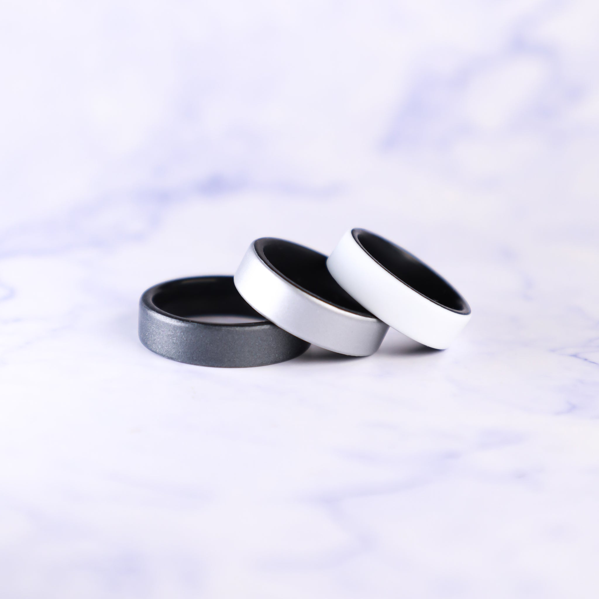 Smooth Silver Dual Layer Breathable Silicone Ring