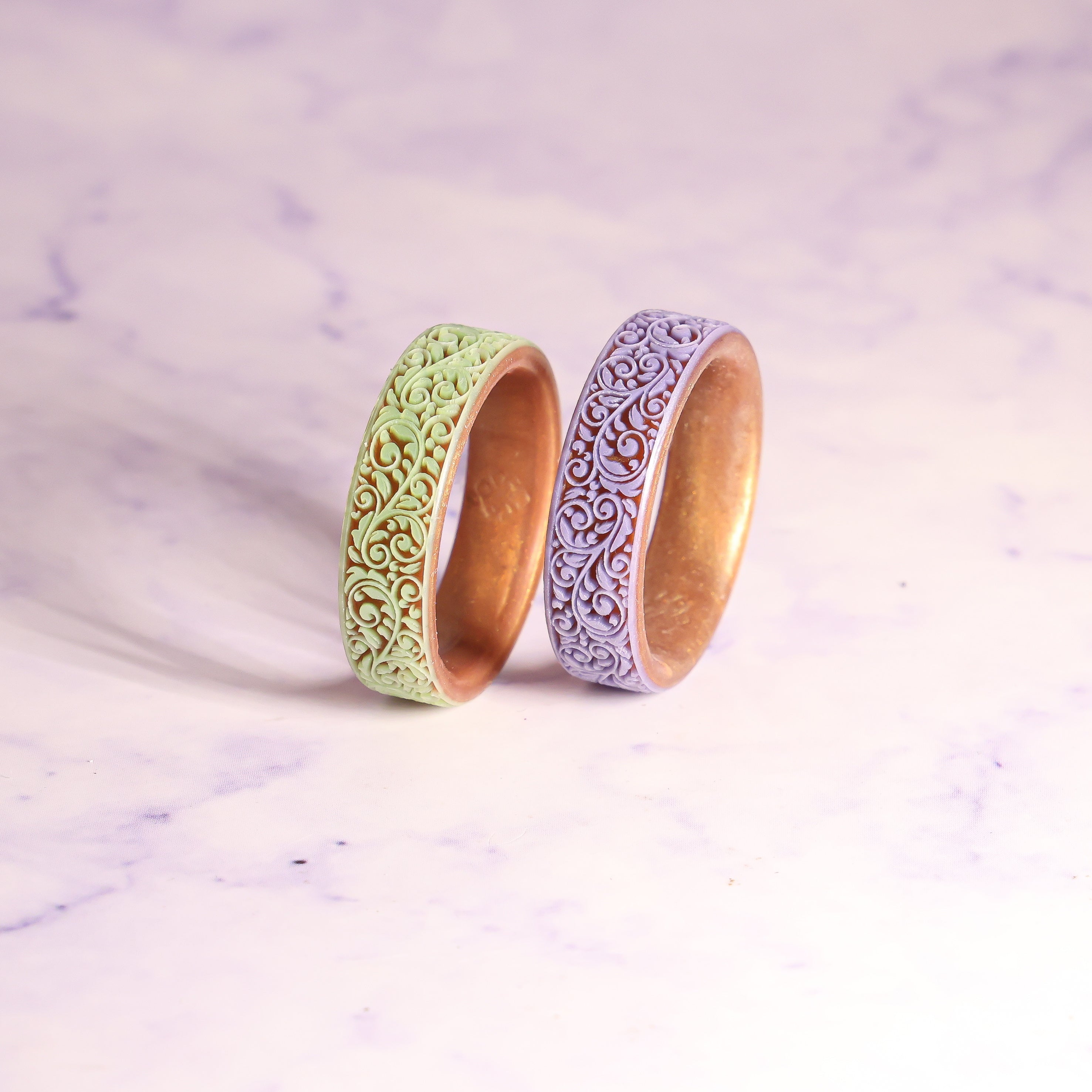 Queen of Lace Silicone Ring on Gold Dual Layer 6mm