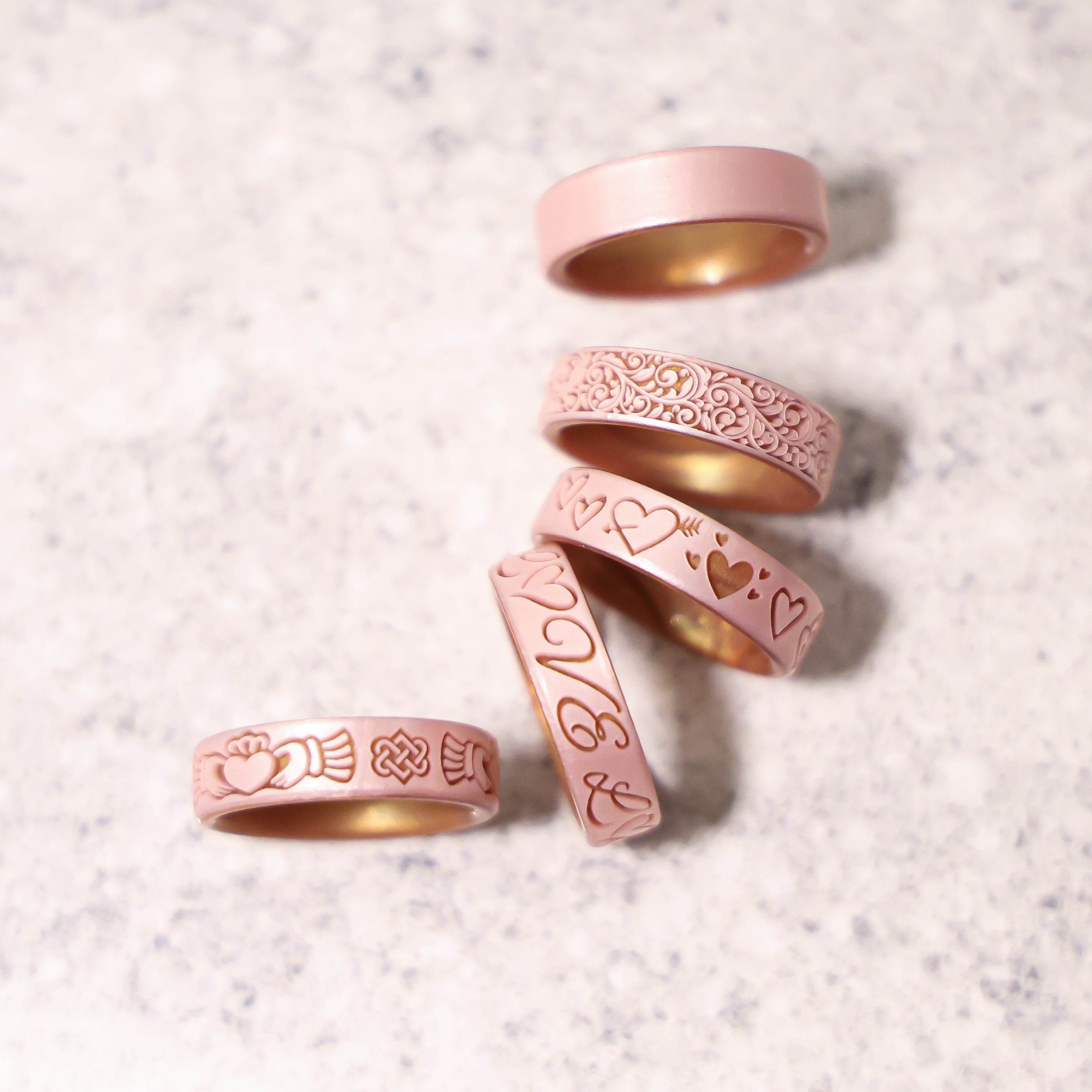 Claddagh Silicone Ring on Gold Dual Layer 6mm