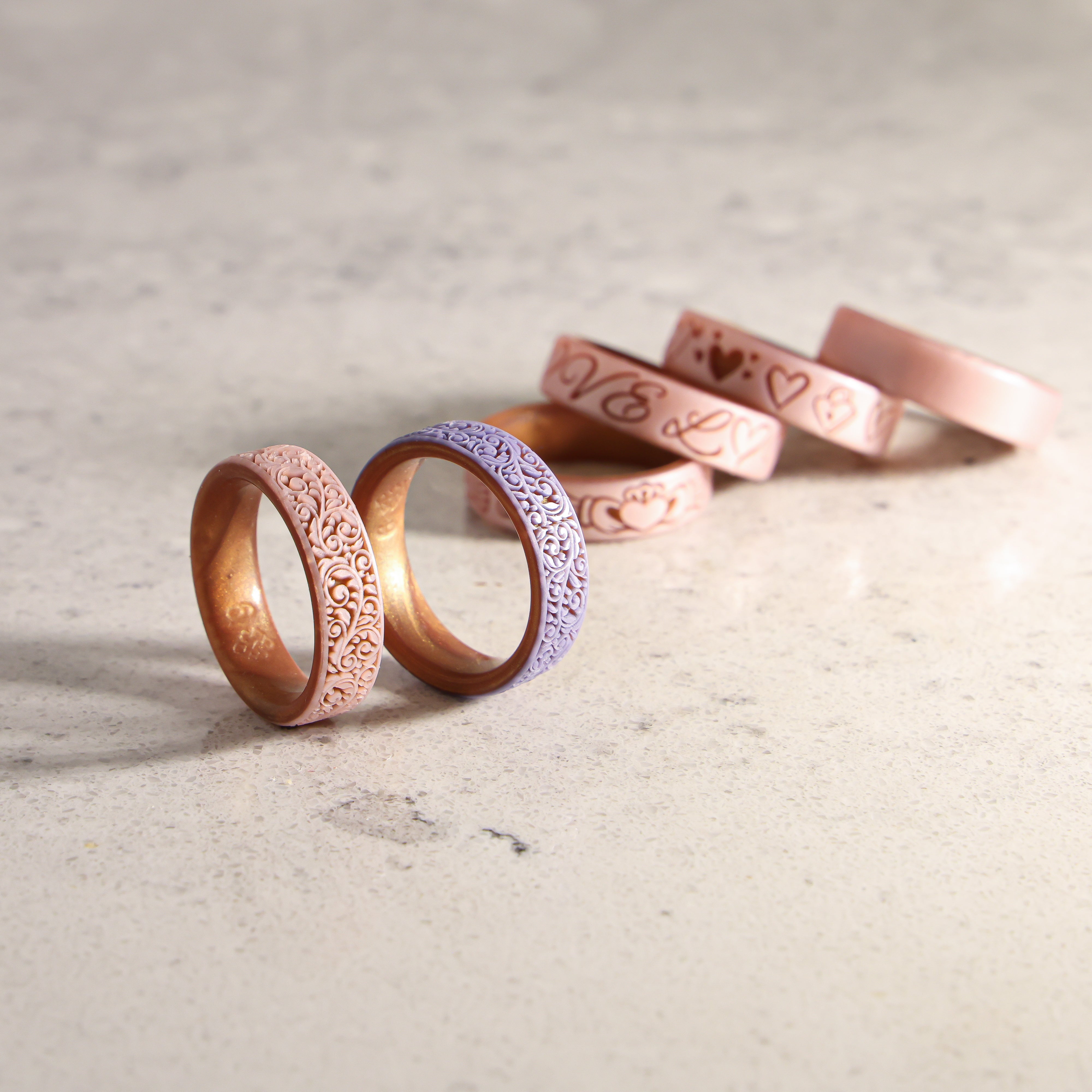 Queen of Lace Silicone Ring on Gold Dual Layer 6mm