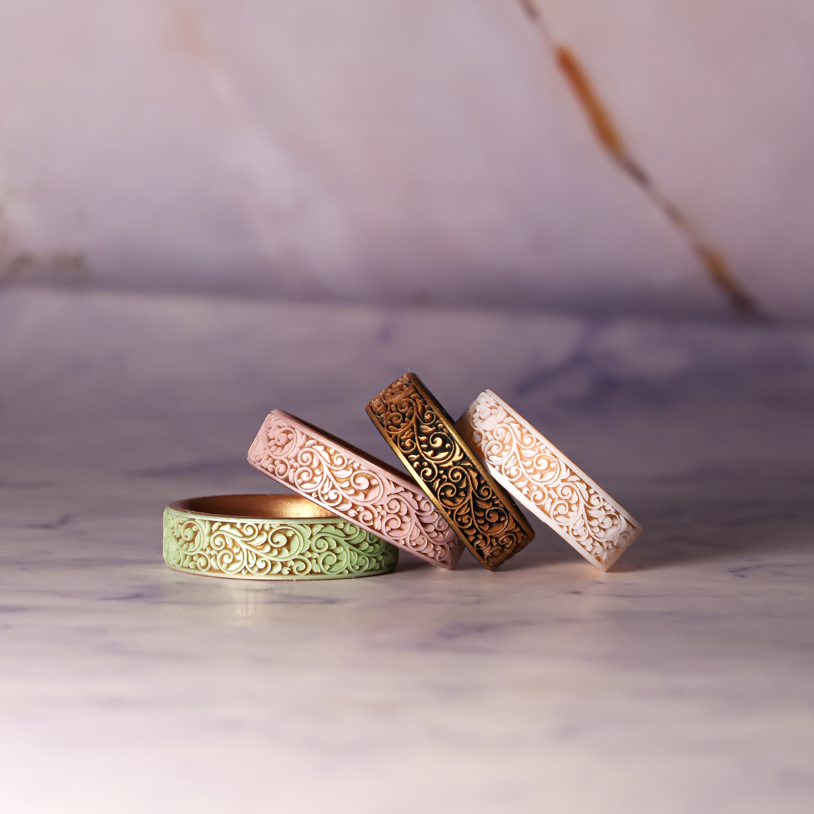 Queen of Lace Silicone Ring on Gold Dual Layer 6mm