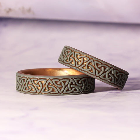 Trinity (Wider Design) Silicone Ring on Sage Gold Dual Layer 6mm