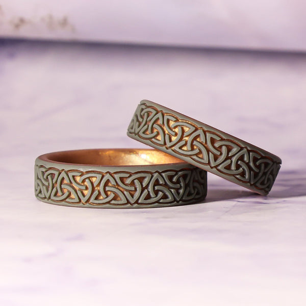 Trinity (Wider Design) Silicone Ring on Sage Gold Dual Layer 6mm