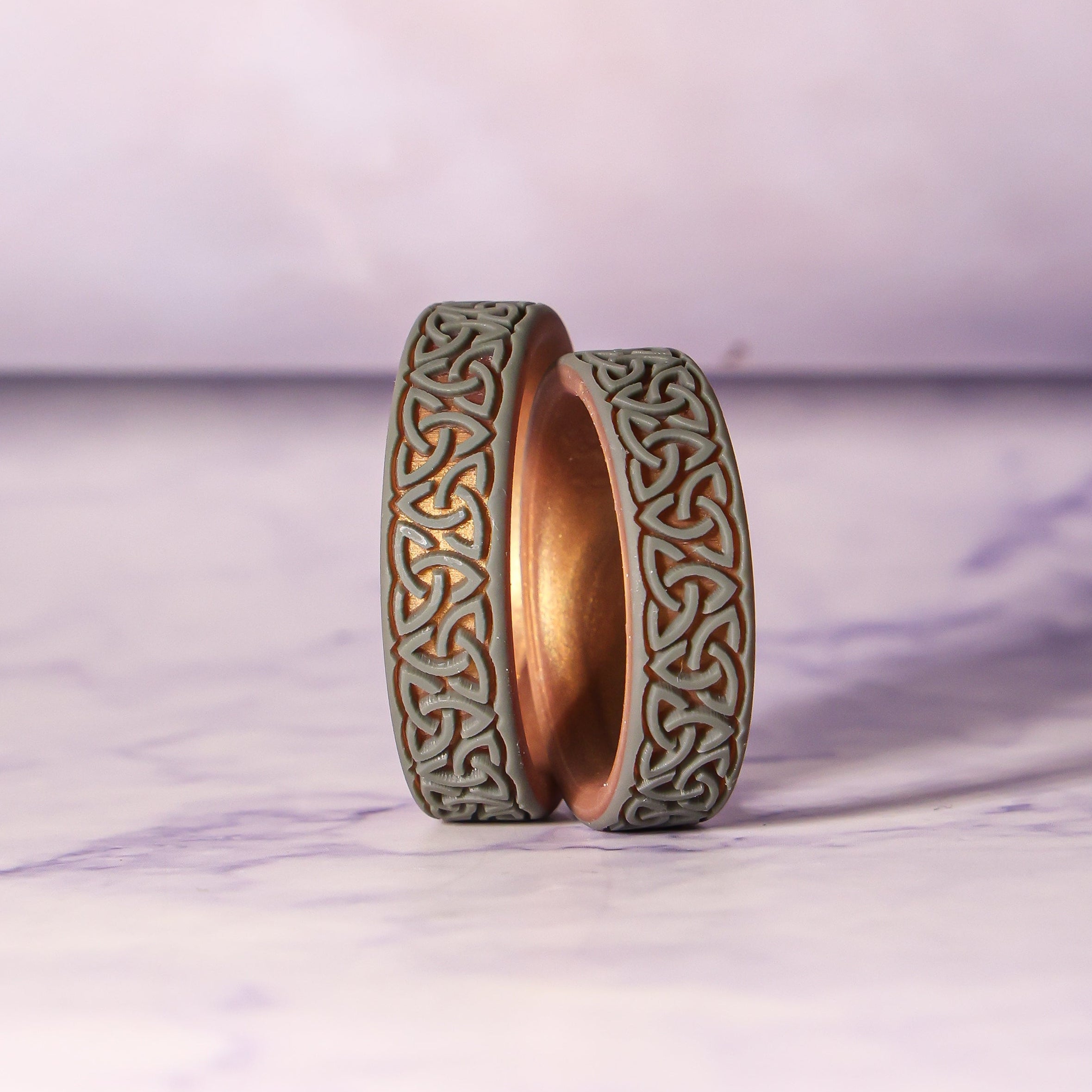 Trinity (Wider Design) Silicone Ring on Sage Gold Dual Layer 6mm