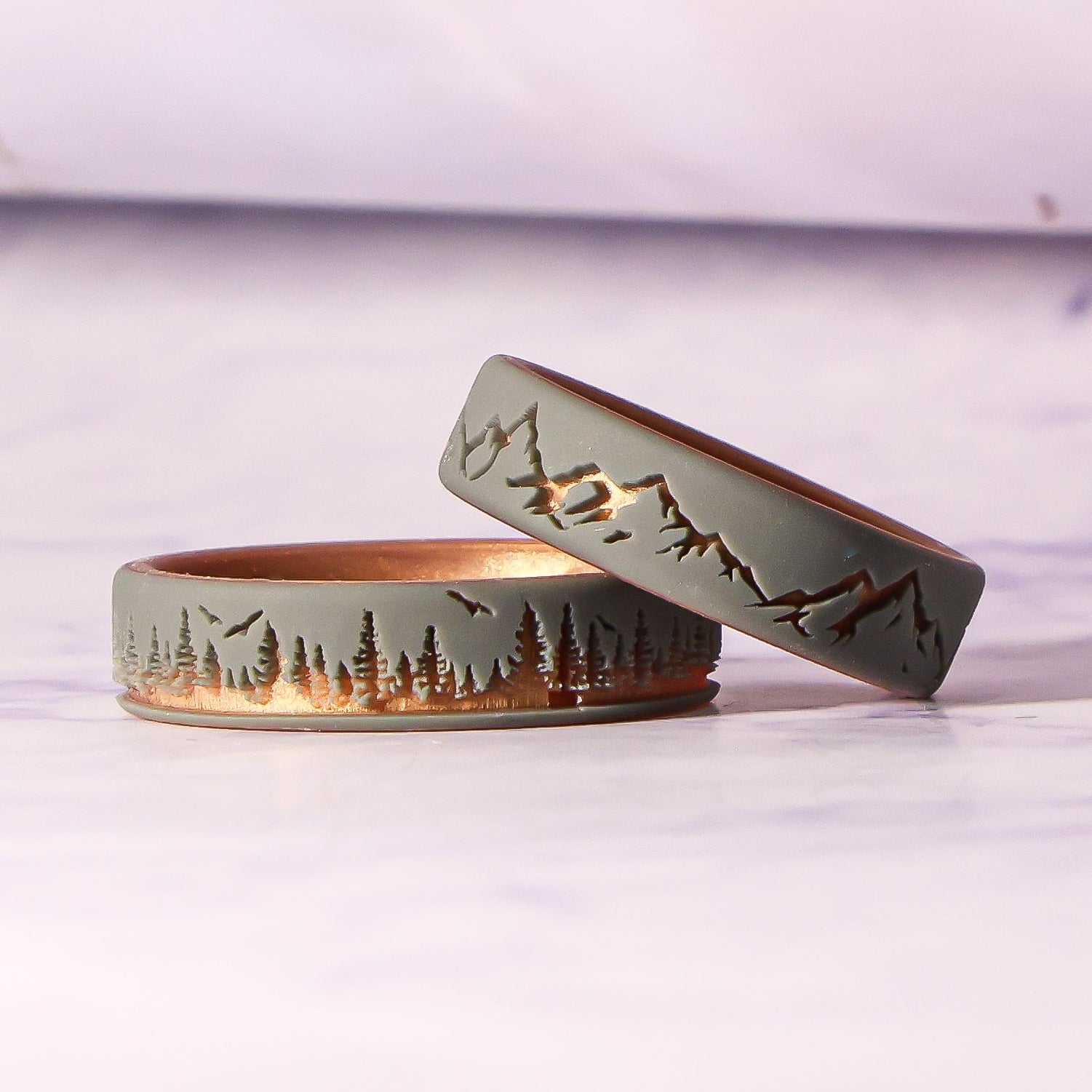 Forest Silicone Ring - Sage on Gold Dual Layer 6mm