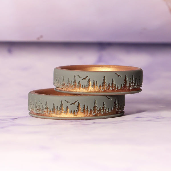 Forest Silicone Ring - Sage on Gold Dual Layer 6mm