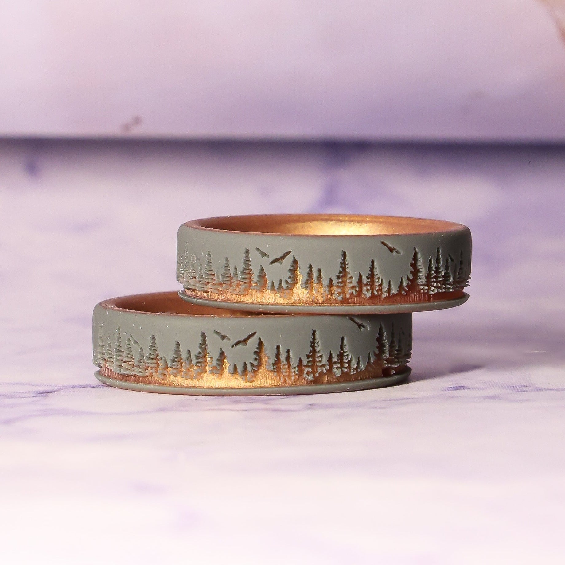 Forest Silicone Ring - Sage on Gold Dual Layer 6mm
