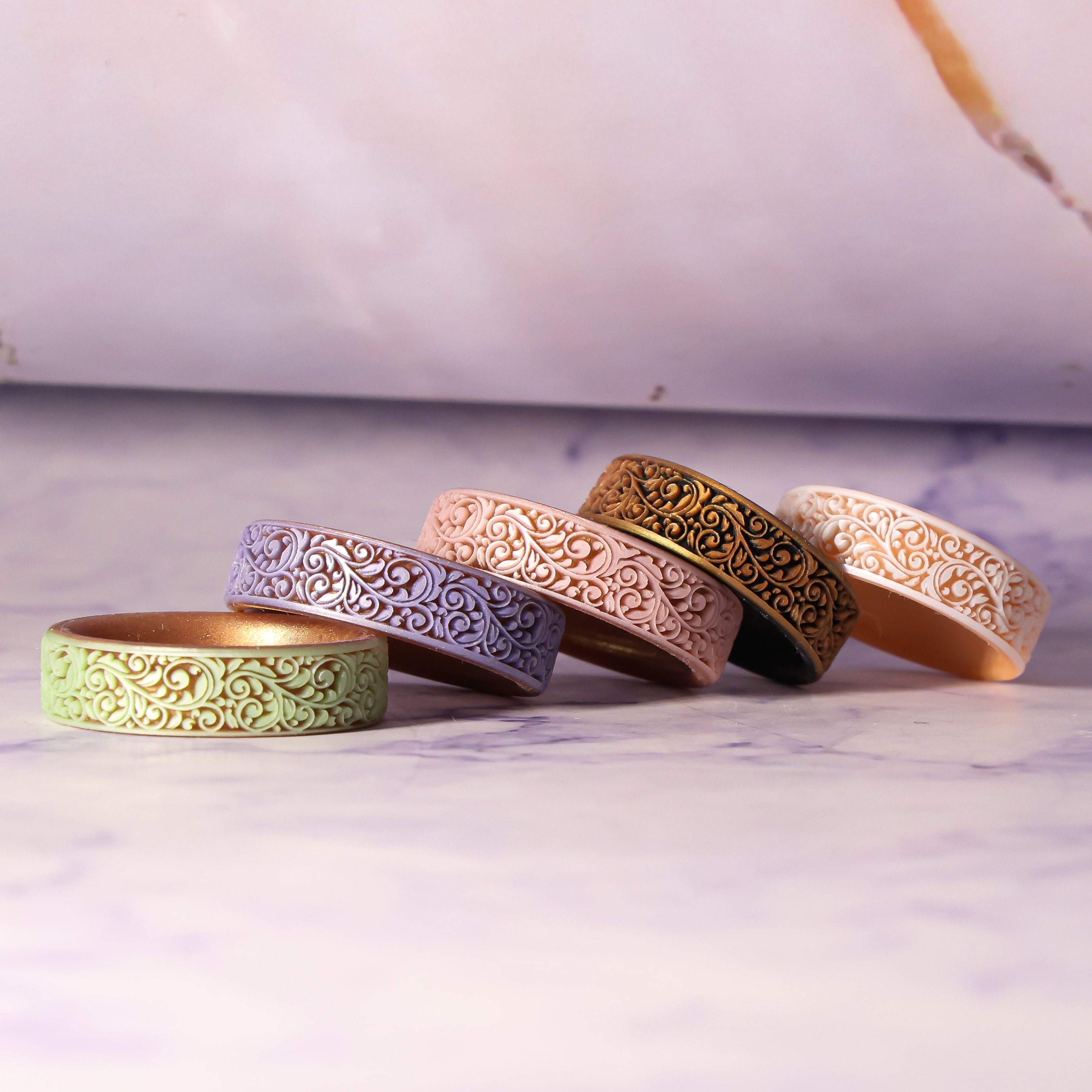 Queen of Lace Silicone Ring on Gold Dual Layer 6mm