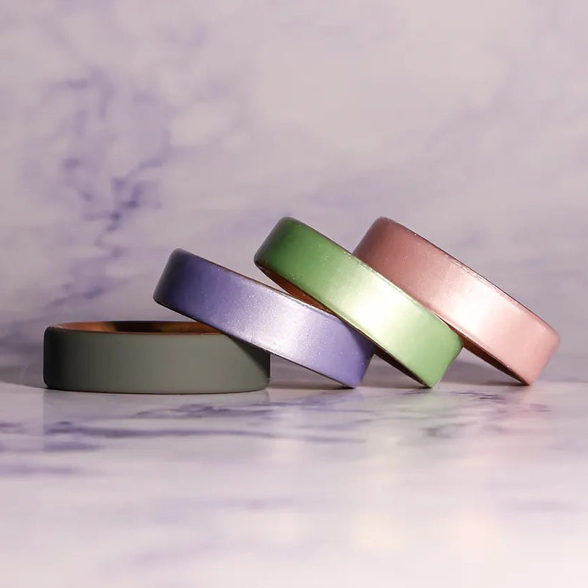 Lavender on Gold Dual Layer Silicone Ring 6mm