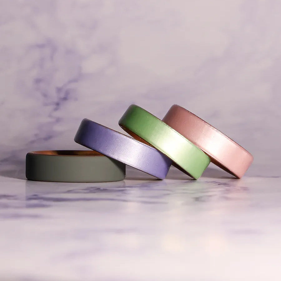 Mint on Gold Dual Layer Silicone Ring 6mm