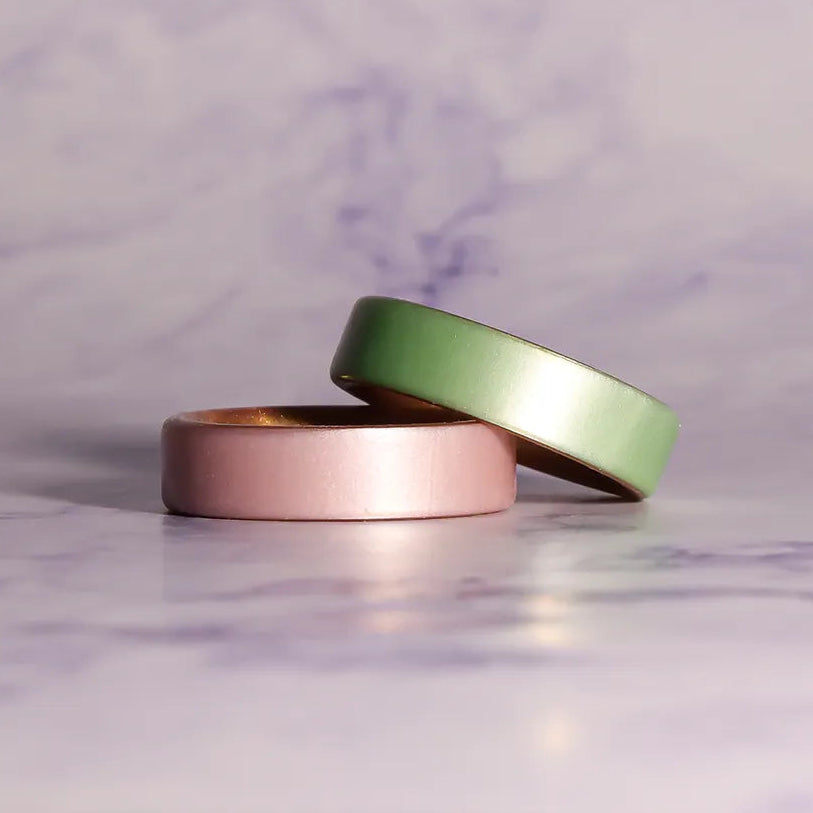 Mint on Gold Dual Layer Silicone Ring 6mm