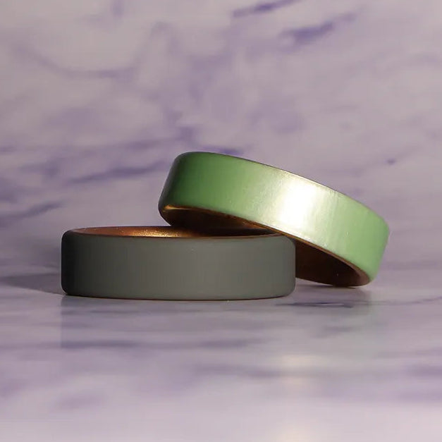 Mint on Gold Dual Layer Silicone Ring 6mm