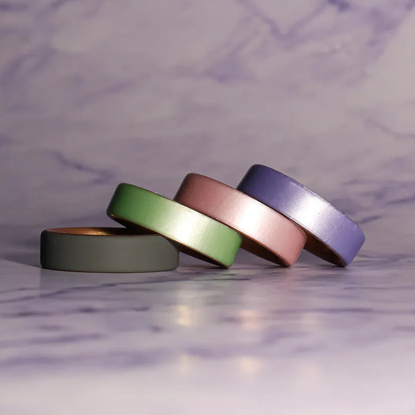 Mint on Gold Dual Layer Silicone Ring 6mm