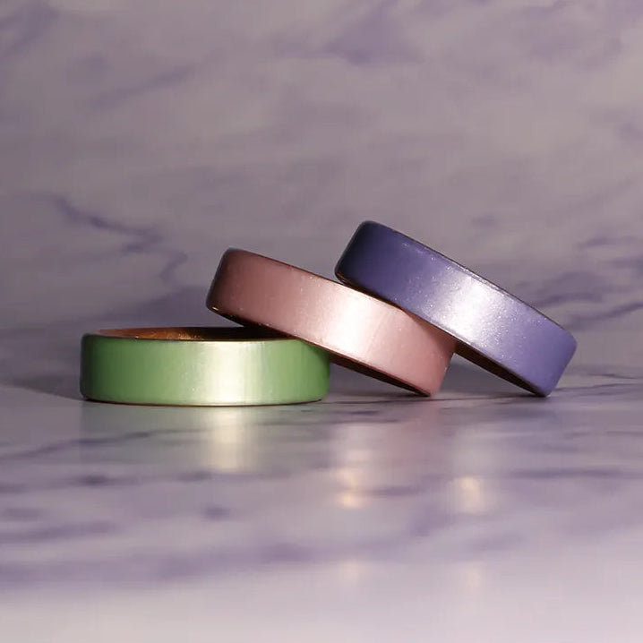 Blush Pink on Gold Dual Layer Breathable Silicone Ring 6mm