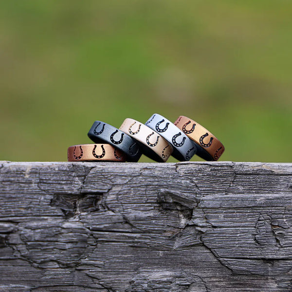 Lucky Horseshoe Silicone Ring - Engraved Dual Layer