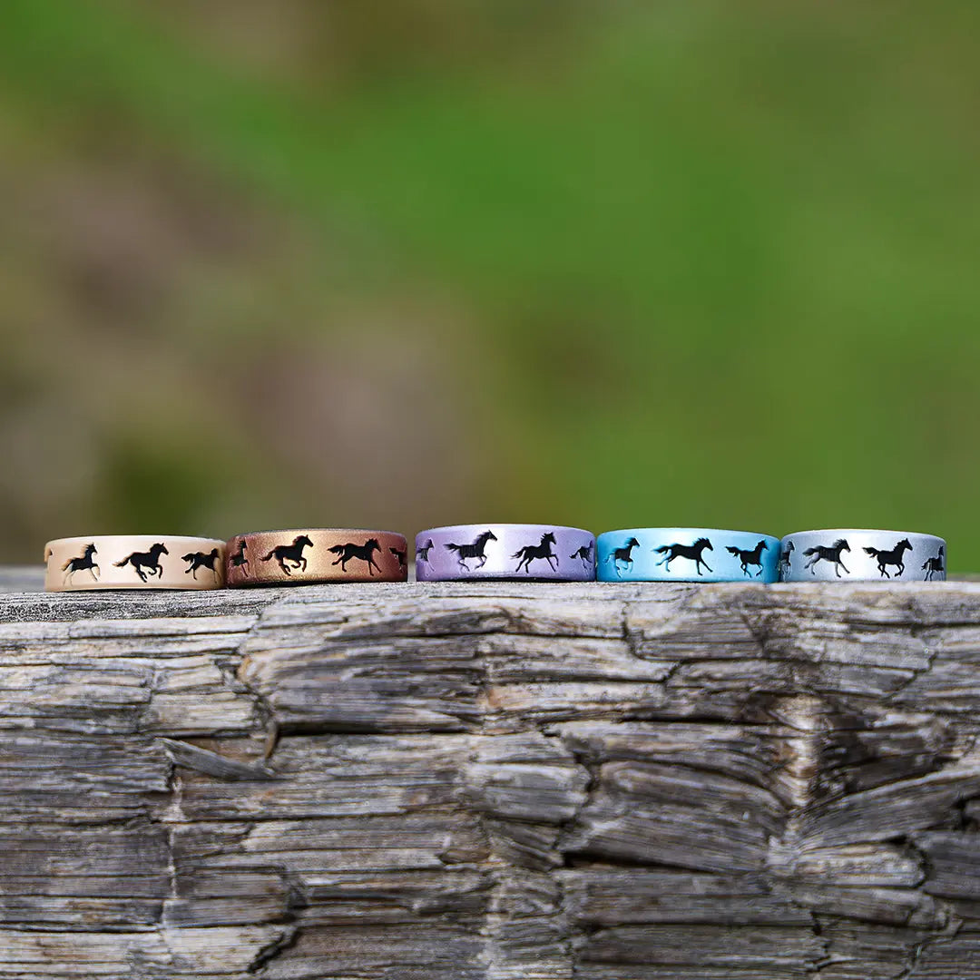 Galloping Horses Silicone Ring on Dual Layer 6mm