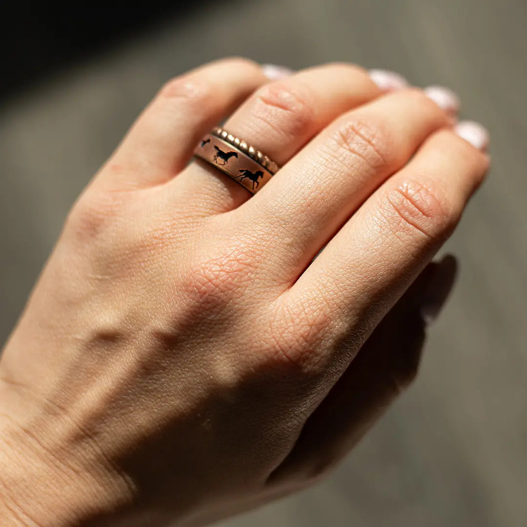 Galloping Horses Silicone Ring on Dual Layer 6mm