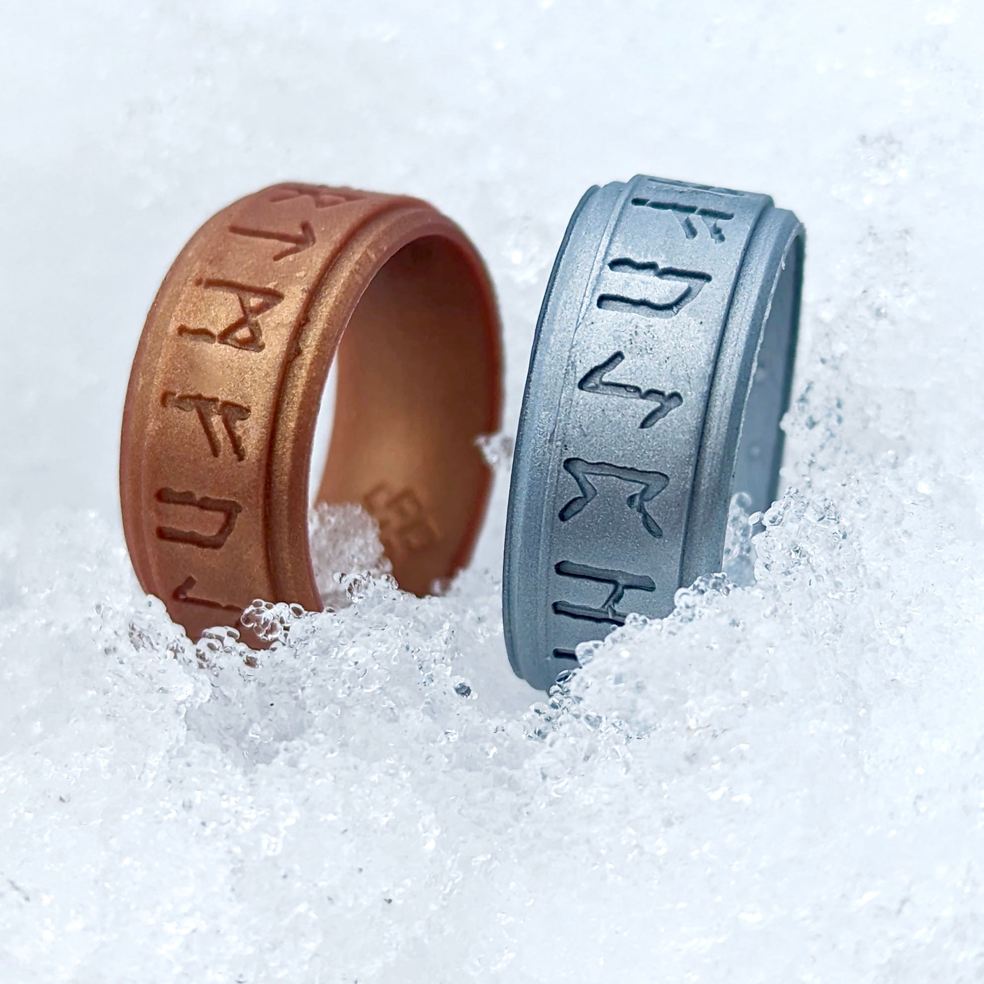 Runes Silicone Ring - Viking Engraved Rise Step Edge Ring