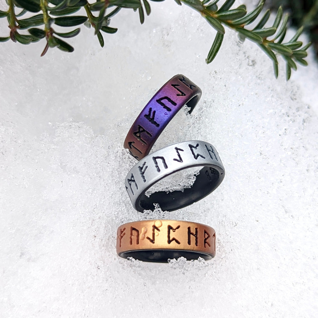 Runes Silicone Ring - Runic Symbols Engraved Dual Layer Ring | Knot Theory