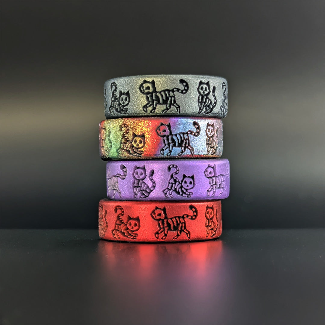 Skeleton Kitty Silicone Ring - Engraved Dual Layer