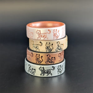Skeleton Kitty Silicone Ring - Engraved Dual Layer