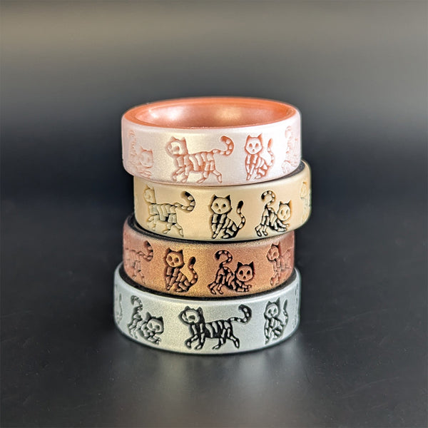 Skeleton Kitty Silicone Ring - Engraved Dual Layer