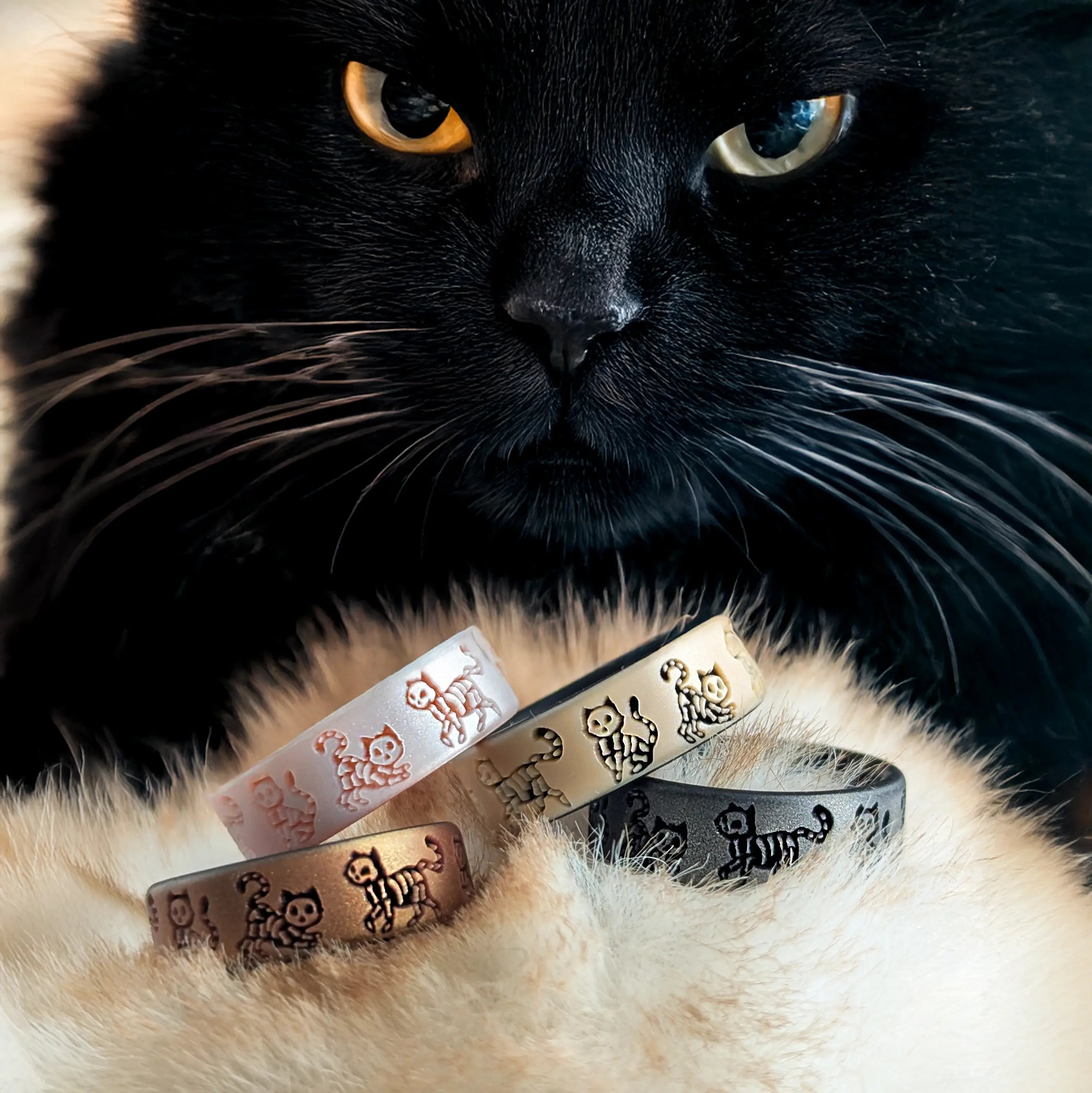 Skeleton Kitty Silicone Ring on Dual Layer 6mm