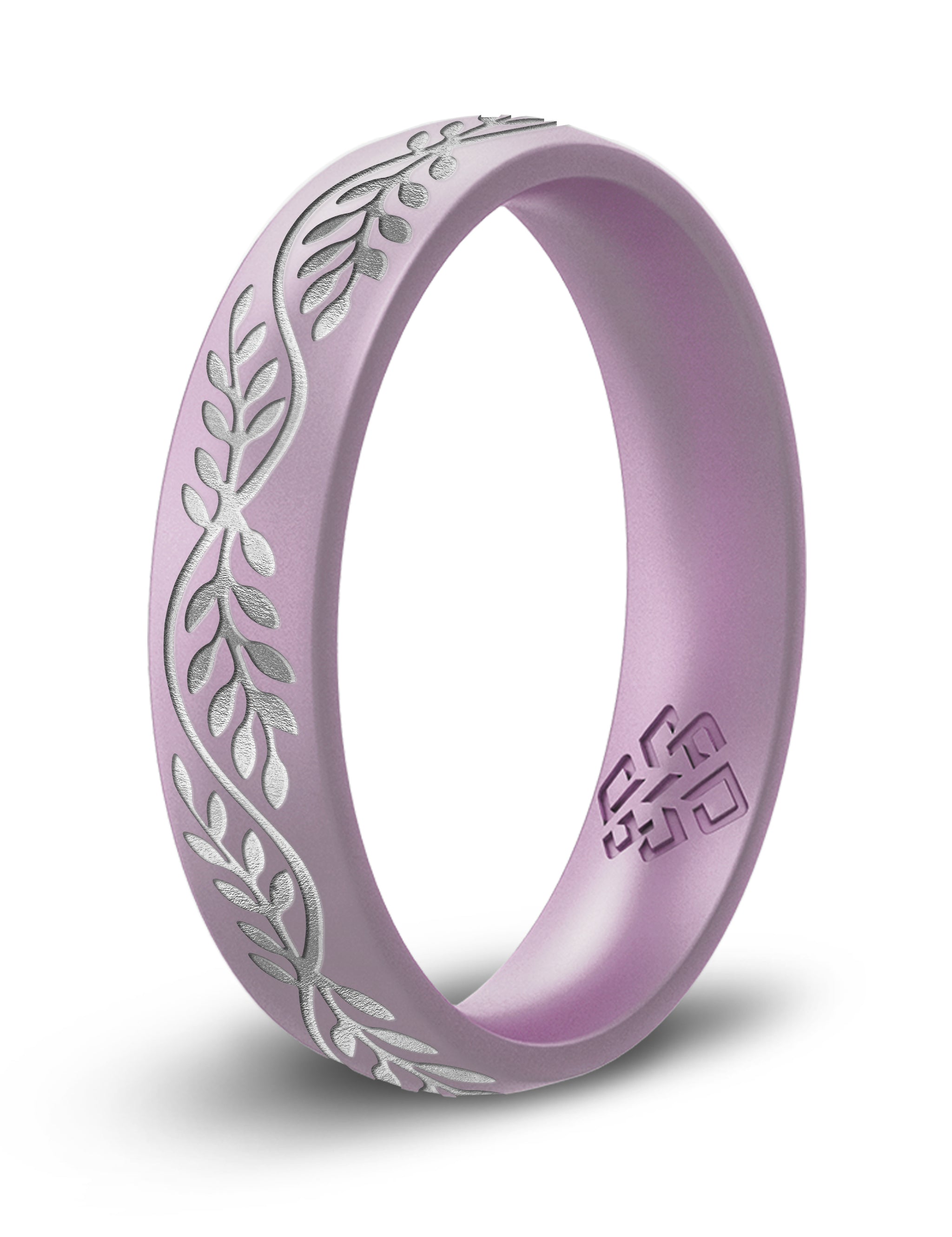 Laurel Silicone Ring, Engraved with Silver Inlay - Arc 4mm