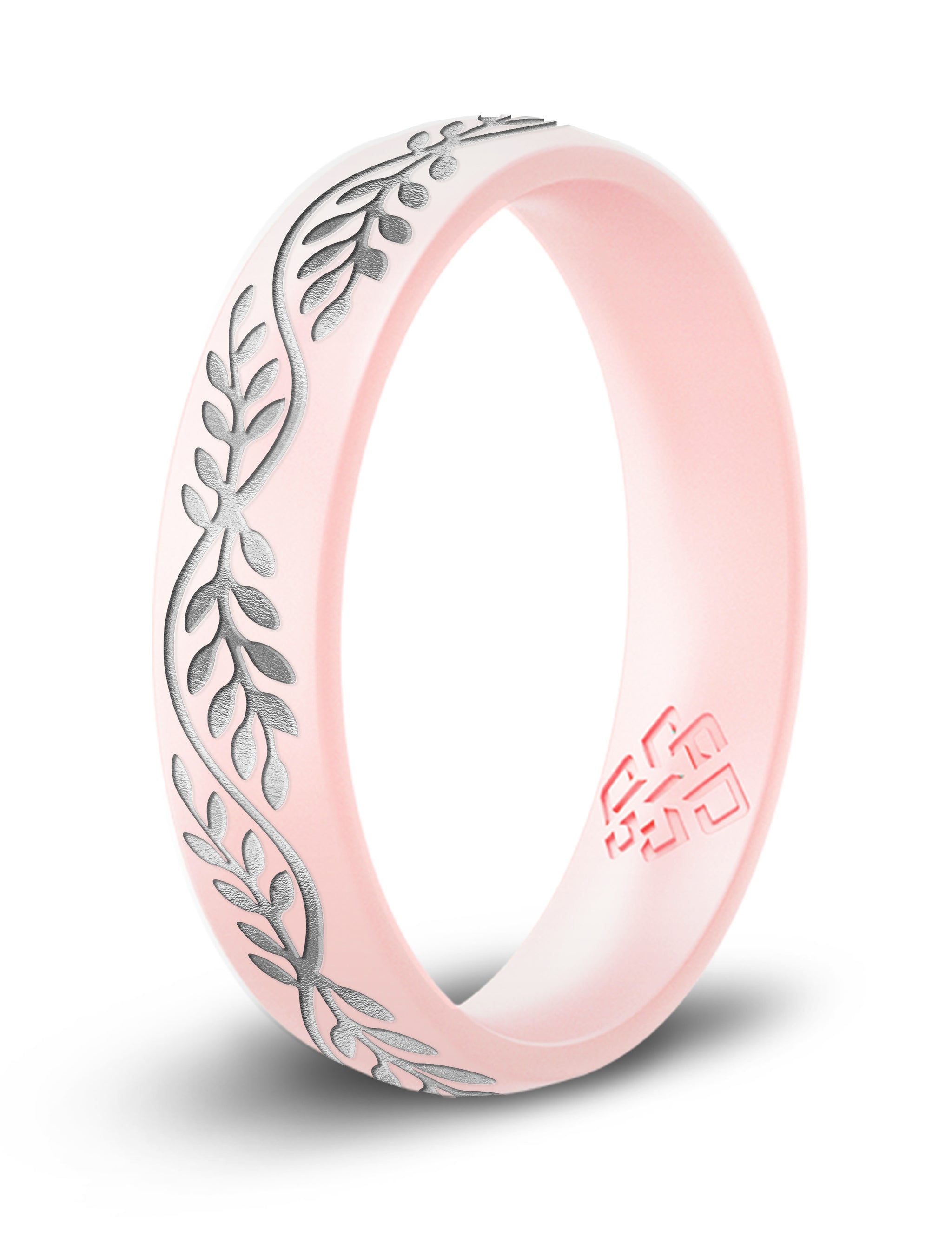 Laurel Silicone Ring, Engraved with Silver Inlay - Arc 4mm