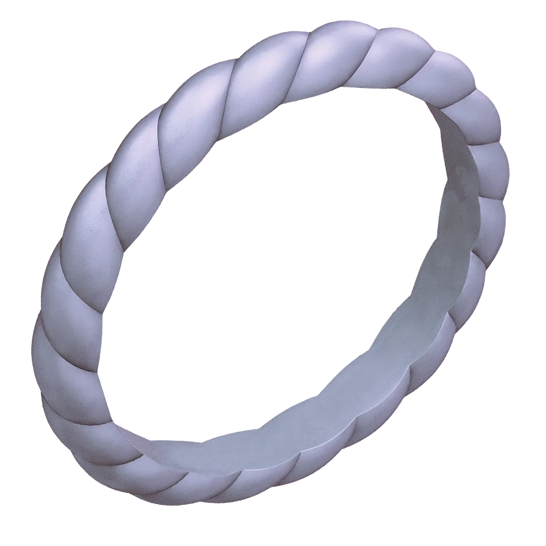 Lilac Purple Braided Silicone Ring - Stackable Thin Band