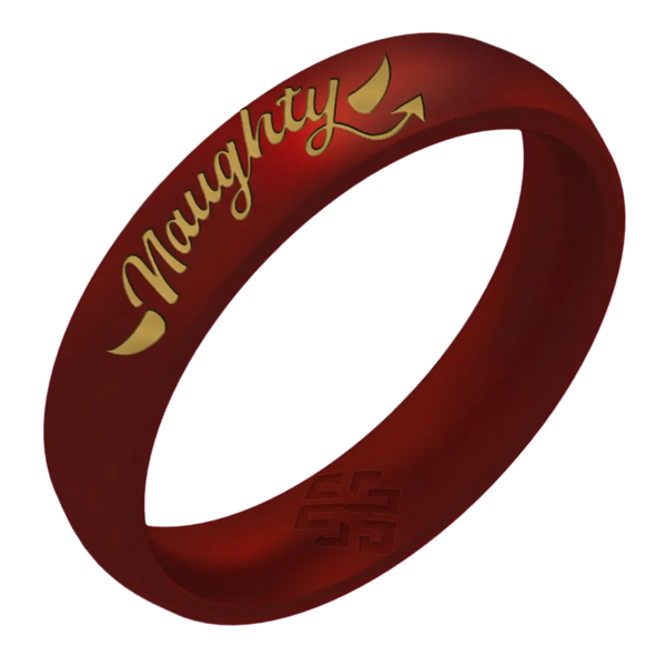 Naughty or Nice Silicone Ring with Gold Inlay - Arc 4mm Band - Custom Engraved
