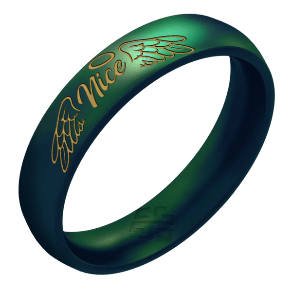 Naughty or Nice Silicone Ring with Gold Inlay - Arc 4mm Band - Custom Engraved