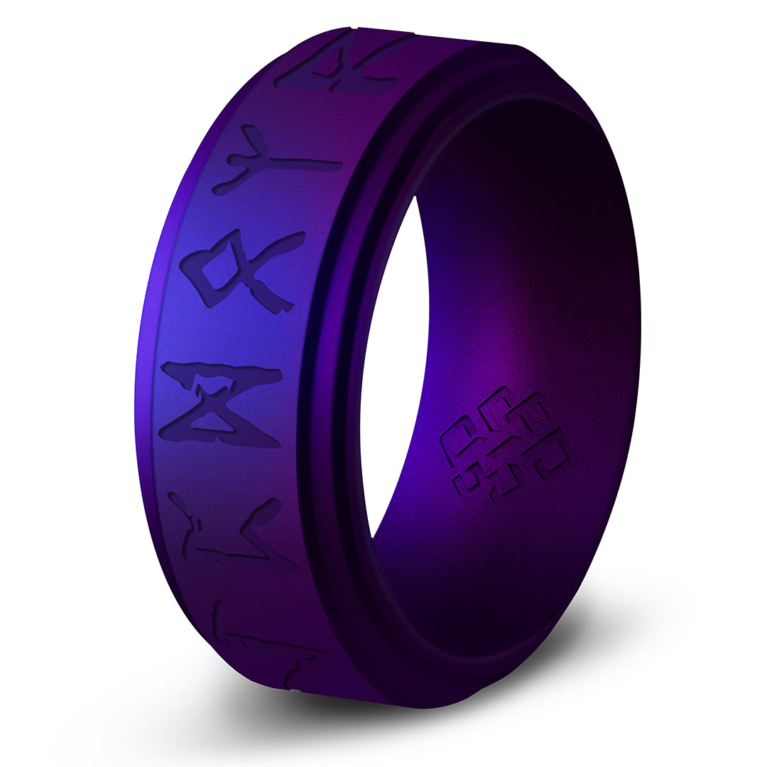 Runes Silicone Ring - Viking Engraved Rise Step Edge Ring