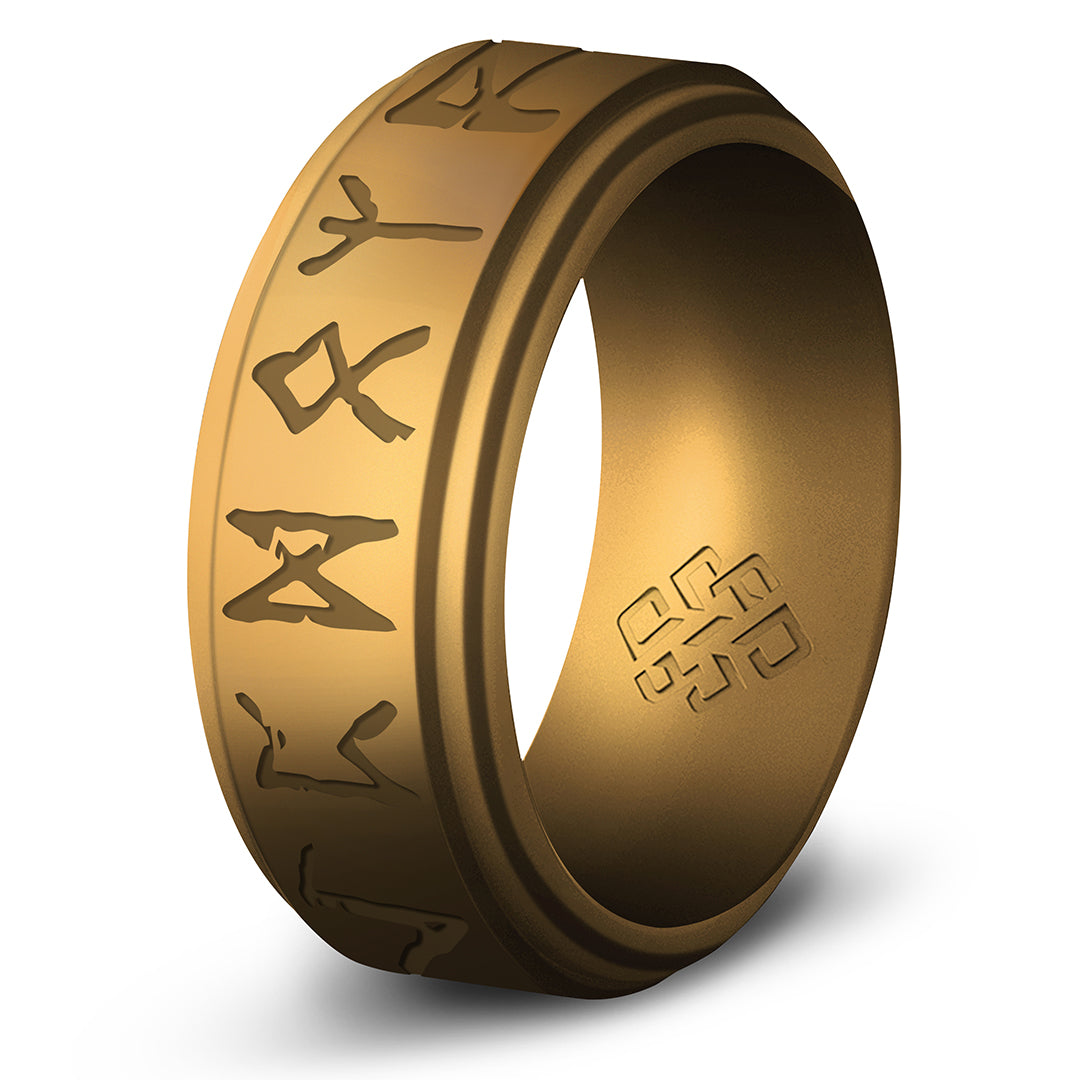 Runes Silicone Ring - Viking Engraved Rise Step Edge Ring