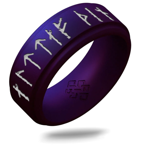 Yours Always Viking Ring - Rune Engraved on Rise Ring with Silver Inlay