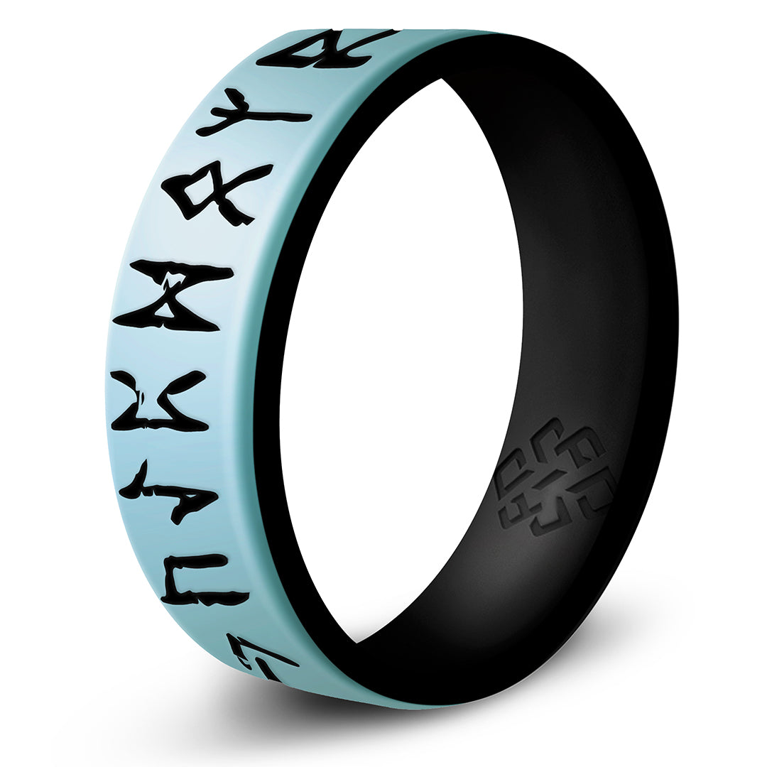 Blue Rune Ring 𐱅𐰇𐰼𐰰 Viking Runes Silicone Ring 𓊝 | Knot Theory